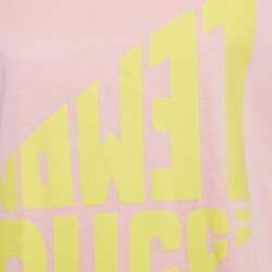 Pre Owned Gucci Pink Lemon Gucci Print Jersey Crew Neck T-Shirt XS