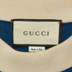 مملوكة مسبقًا Gucci Blue Interlocking GG Pocket Detail Wool Mini Dress M