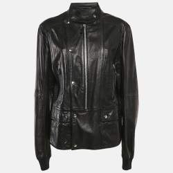 Gucci Pinhole Pattern Leather Zip-Up Jacket XL