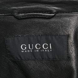 Gucci Pinhole Pattern Leather Zip-Up Jacket XL