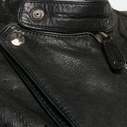 Gucci Pinhole Pattern Leather Zip-Up Jacket XL