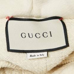 Pre Owned Gucci Cream Dog Embroidery Cotton Hooded Sweatshirt S