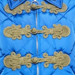 مملوكة مسبقًا جاكيت غوتشي مبطن نايلون أزرق مزخرف مقاس صغير (سمول)