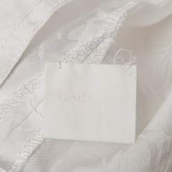 Pre Owned Gucci White Jacquard Cotton Gathered Midi Skirt M