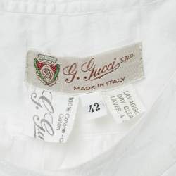 Gucci Vintage White Jacquard Cotton Blouse M
