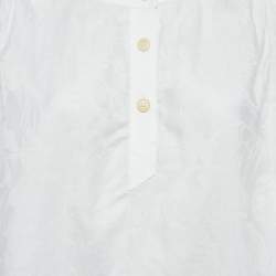 Gucci Vintage White Jacquard Cotton Blouse M