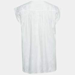 Gucci Vintage White Jacquard Cotton Blouse M