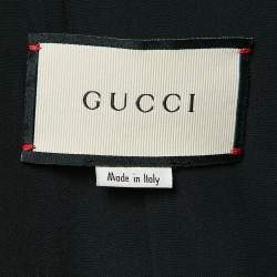 Gucci Black Silk Blend Button Detail Contrast Trimmed Jacket XS