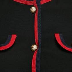 Gucci Black Silk Blend Button Detail Contrast Trimmed Jacket XS