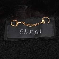 Gucci Black Suede and Fur Belted Mid-Length Coat M
