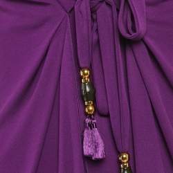 Pre Owned Gucci Purple Jersey Tie-Up Detail Sleeveless Midi Dress S