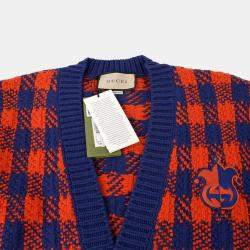Gucci Checked Wool Interlocking Cardigan Size L
