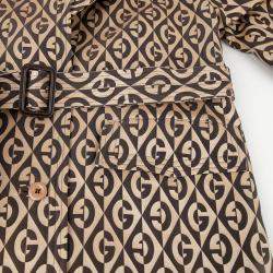 Gucci G Rhombus Belt Trench Coat Size 40 