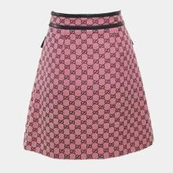Pre Owned Gucci Pink GG Cotton Canvas Mini Skirt S