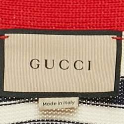 Gucci Cream GG Pointelle Knit Striped Button Front Cardigan XS