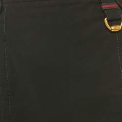 Pre Owned Gucci Black Gabardine Metal Detail Midi Skirt M