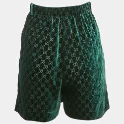 Gucci Green GG Supreme Patterned Velvet Shorts S 