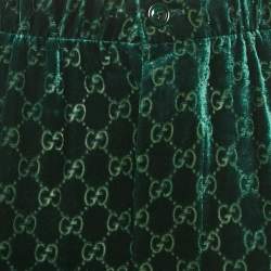 Gucci Green GG Supreme Patterned Velvet Shorts S 