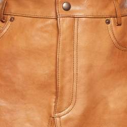 Gucci Brown Leather A-Line Skirt S
