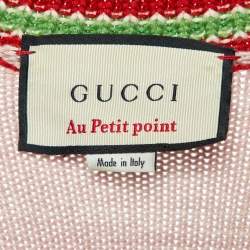 مملوكة مسبقًا سويتر غوتشي صوف وردي مطرز ملاك مقاس كبير جدًا (إكس لارج)