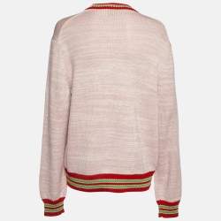 مملوكة مسبقًا سويتر غوتشي صوف وردي مطرز ملاك مقاس كبير جدًا (إكس لارج)