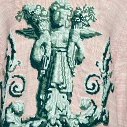 مملوكة مسبقًا سويتر غوتشي صوف وردي مطرز ملاك مقاس كبير جدًا (إكس لارج)