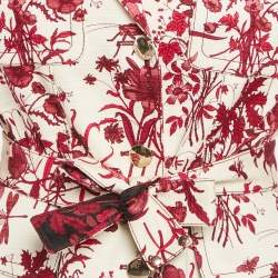 Pre Owned Gucci Pink/White Floral Print Cotton Long Sleeve Blazer M