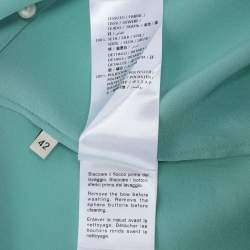 Pre Owned Gucci Jade Green Silk Bow Detail Long Sleeve Blouse M