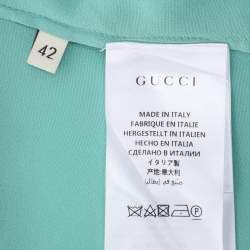 Pre Owned Gucci Jade Green Silk Bow Detail Long Sleeve Blouse M