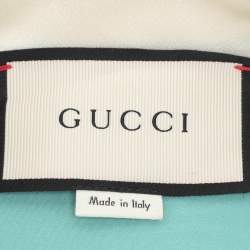Pre Owned Gucci Jade Green Silk Bow Detail Long Sleeve Blouse M