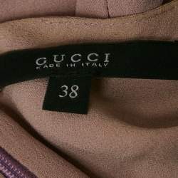 Gucci Mauve Embellished Neck Silk Mini Dress S