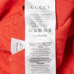 Gucci Red GG Jacquard Cotton Knit T-Shirt Dress L
