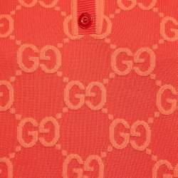 Gucci Red GG Jacquard Cotton Knit T-Shirt Dress L