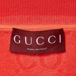 Gucci Red GG Jacquard Cotton Knit T-Shirt Dress L