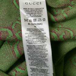 Gucci Green GG Jacquard Cotton Knit T-Shirt Dress XL
