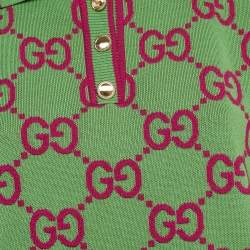 Gucci Green GG Jacquard Cotton Knit T-Shirt Dress XL