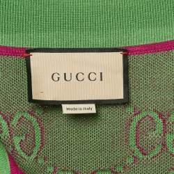 Gucci Green GG Jacquard Cotton Knit T-Shirt Dress XL