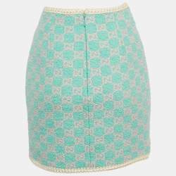 Pre Owned Gucci Blue/Pink GG Tweed Mini Skirt M