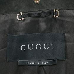 Gucci Charcoal Black Suede Button Front Trench Coat M