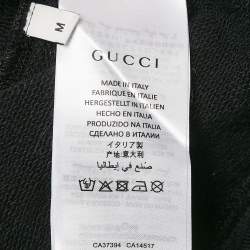 Pre Owned Gucci Black Logo Print Cotton Knit Hoodie M