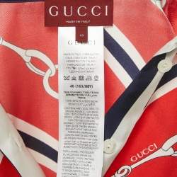 Gucci Multicolor Horse-bit Print Silk Blouse and Skirt Set S