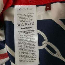 Gucci Multicolor Horse-bit Print Silk Blouse and Skirt Set S