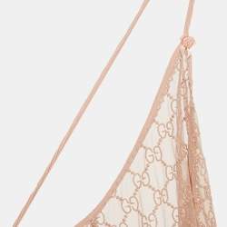 مملوكة مسبقًا فستان غوتشي تول مطرز بزهور GG زهري فاتح داخلي مقاس متوسط - ميديم