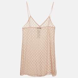 مملوكة مسبقًا فستان غوتشي تول مطرز بزهور GG زهري فاتح داخلي مقاس متوسط - ميديم