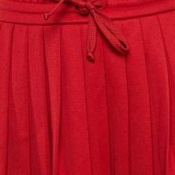 Gucci Red Cotton Blend Knit Pleated Maxi Skirt L