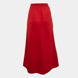 Gucci Red Cotton Blend Knit Pleated Maxi Skirt L