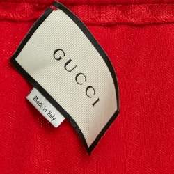 Gucci Red Cotton Blend Knit Pleated Maxi Skirt L