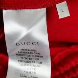 Gucci Red Cotton Blend Knit Pleated Maxi Skirt L