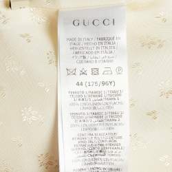 Pre Owned Gucci White/Blue Linen Canvas Long Jacket M