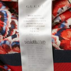 Gucci Red Garden Print Silk Pajama Top and Trousers Set M